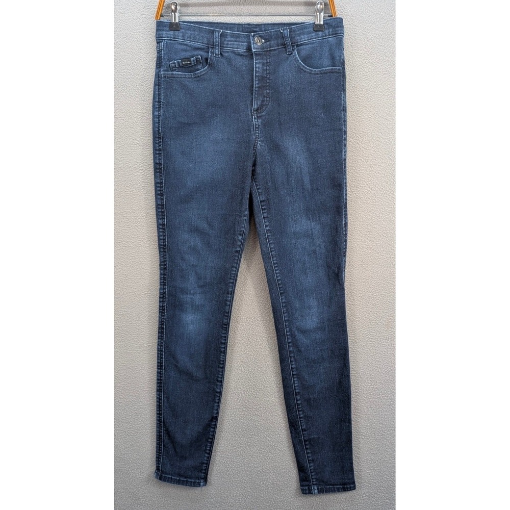 Kuhl Women's Denim Jeans Leggings Size 8 Reg Dark Wash Stretch Drawstring Hiking